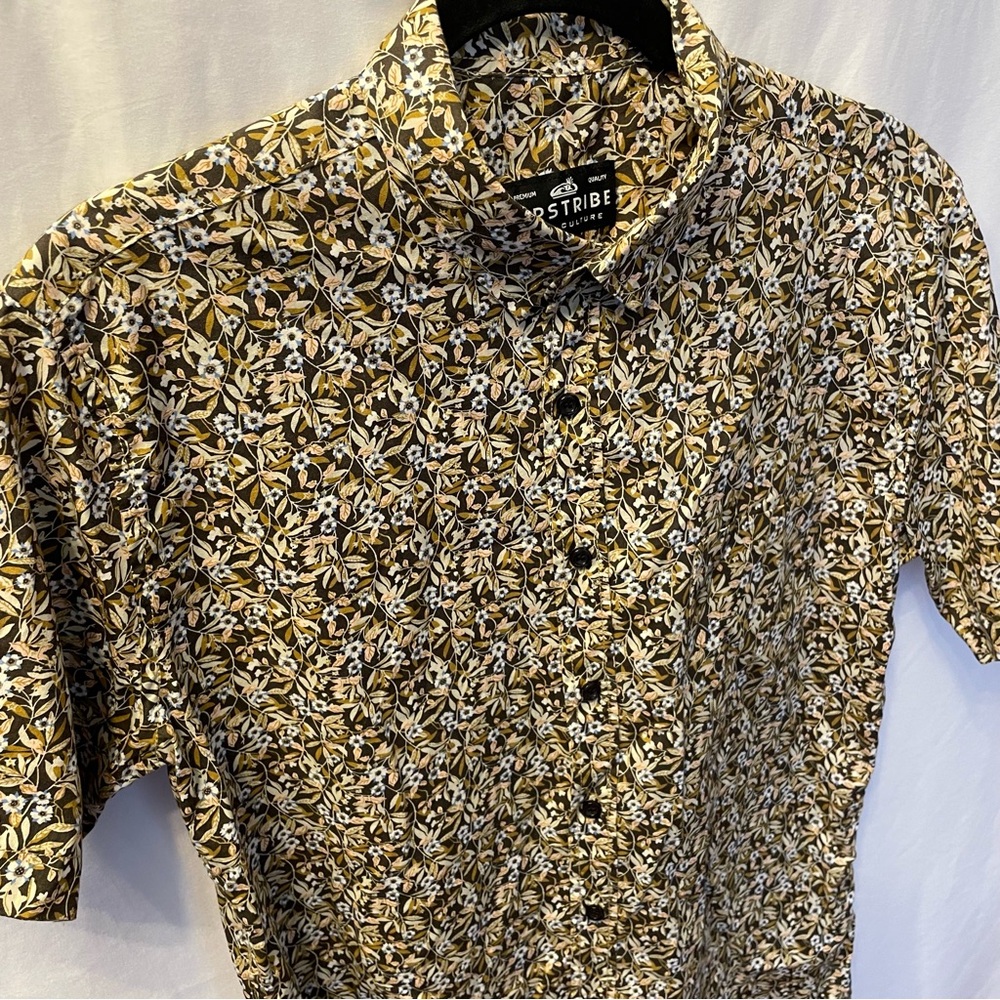 Firstribe‎ Surf Culture Large Short Sleeve Button Up Shirt Floral Artsy Bold - Picture 3 of 15